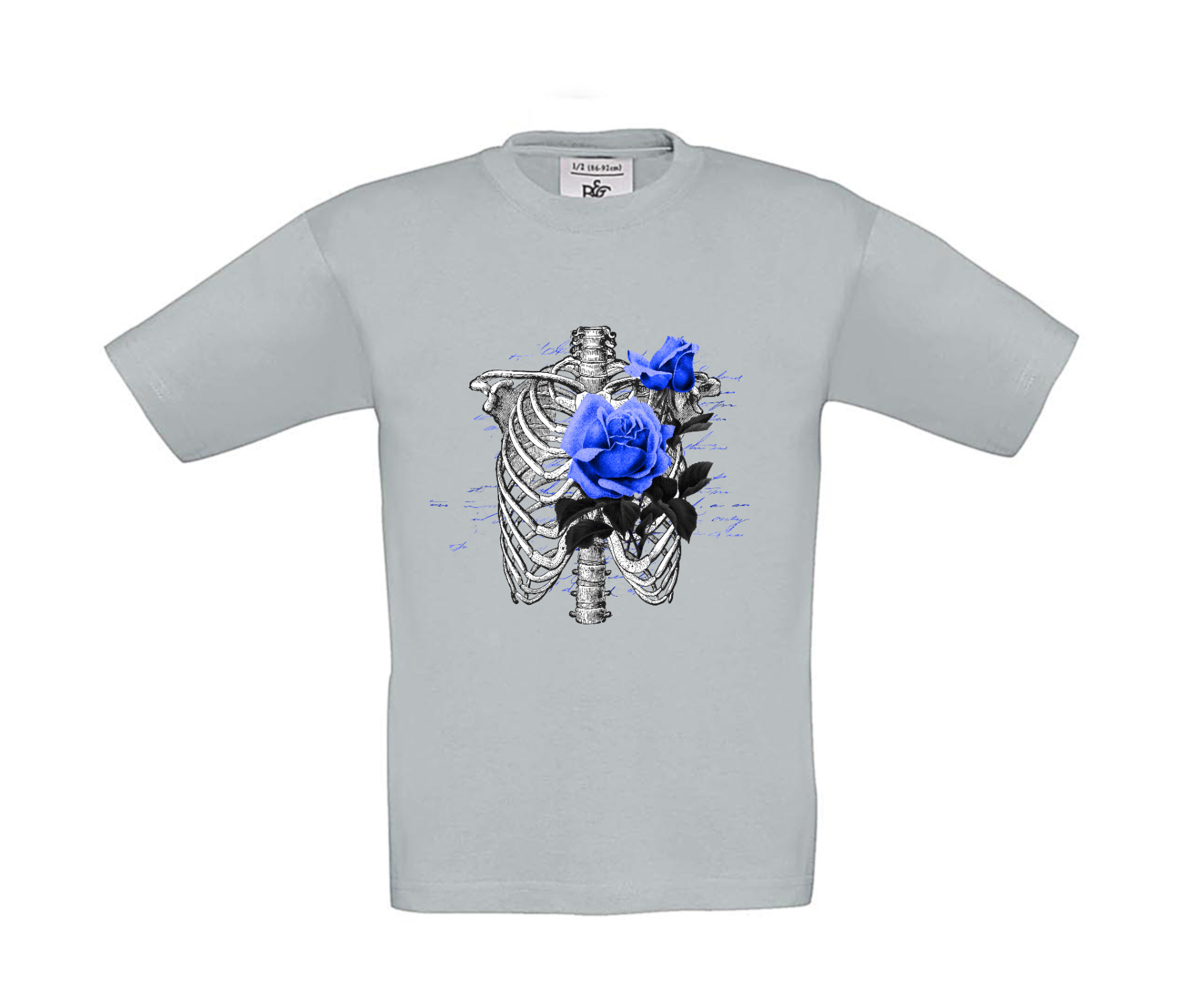 T-Shirt Kinder Skelett Royal Blumen