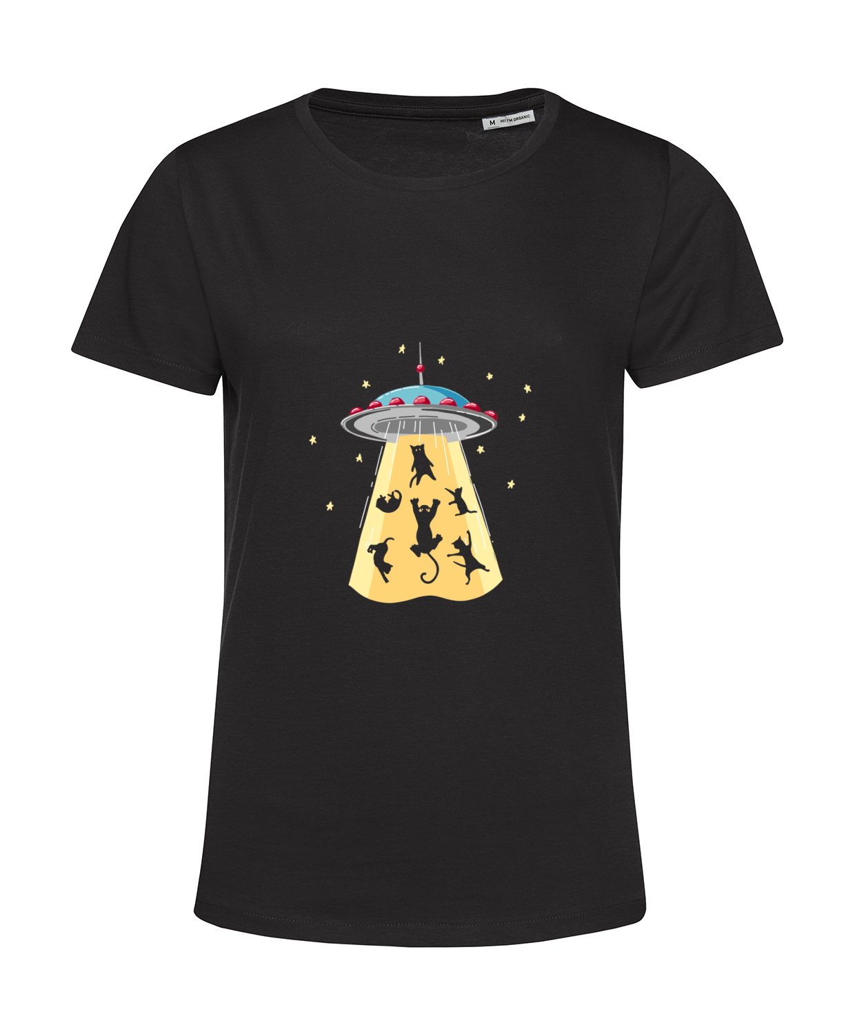 Nachhaltiges T-Shirt Damen Katzen - Beam me up UFO