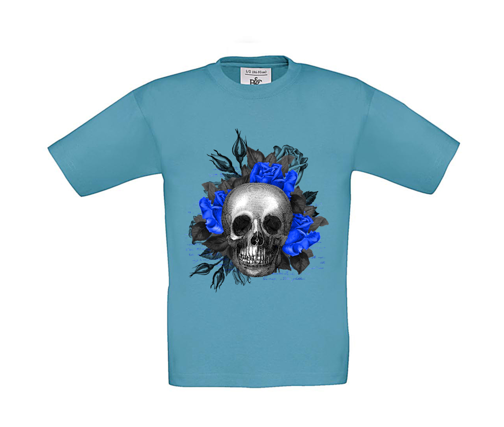T-Shirt Kinder Totenkopf Royal Blumen 4