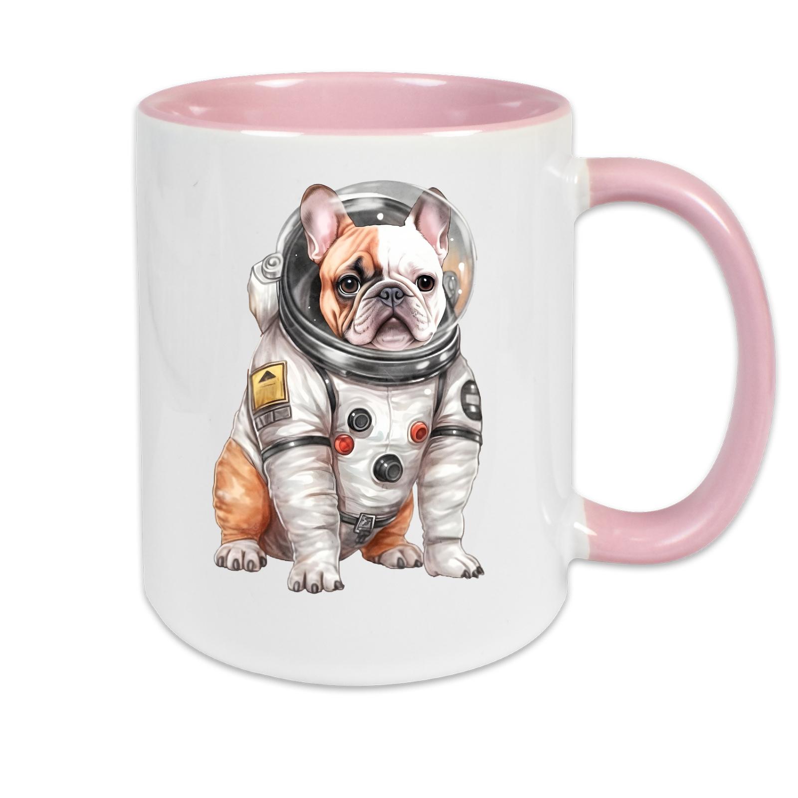 Tasse zweifarbig Hunde - Französische Bulldogge im Raumanzug
