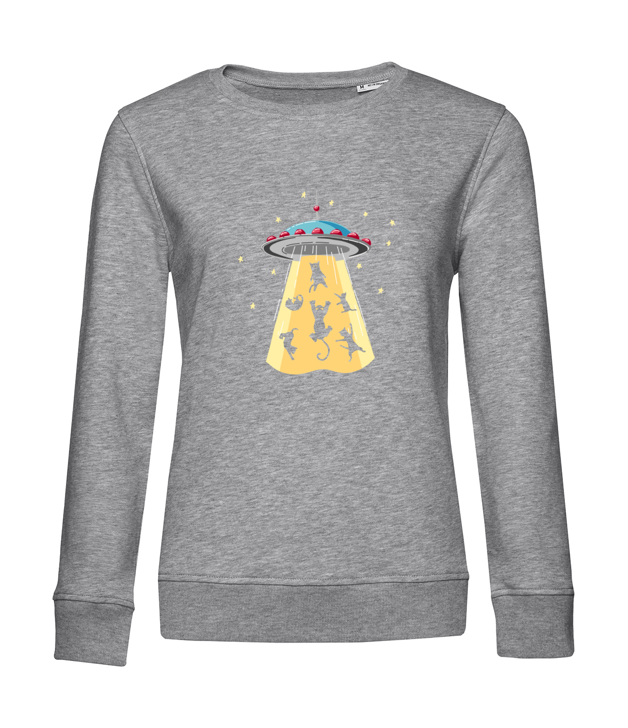 Nachhaltiges Sweatshirt Damen Katzen - Beam me up UFO