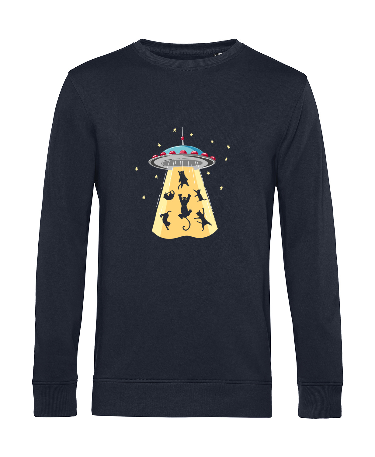 Nachhaltiges Sweatshirt Herren Katzen - Beam me up UFO