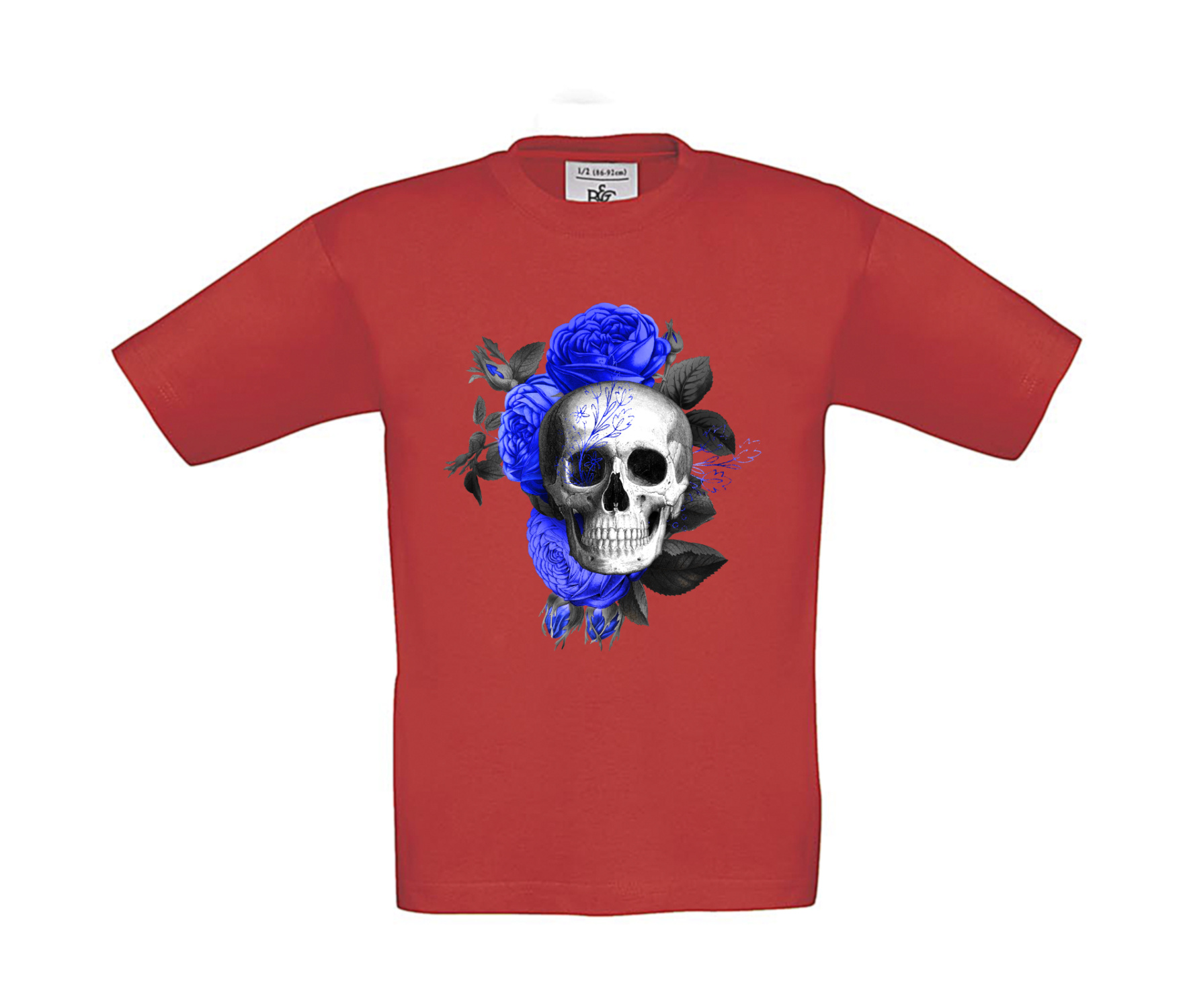 T-Shirt Kinder Totenkopf Royal Blumen 3