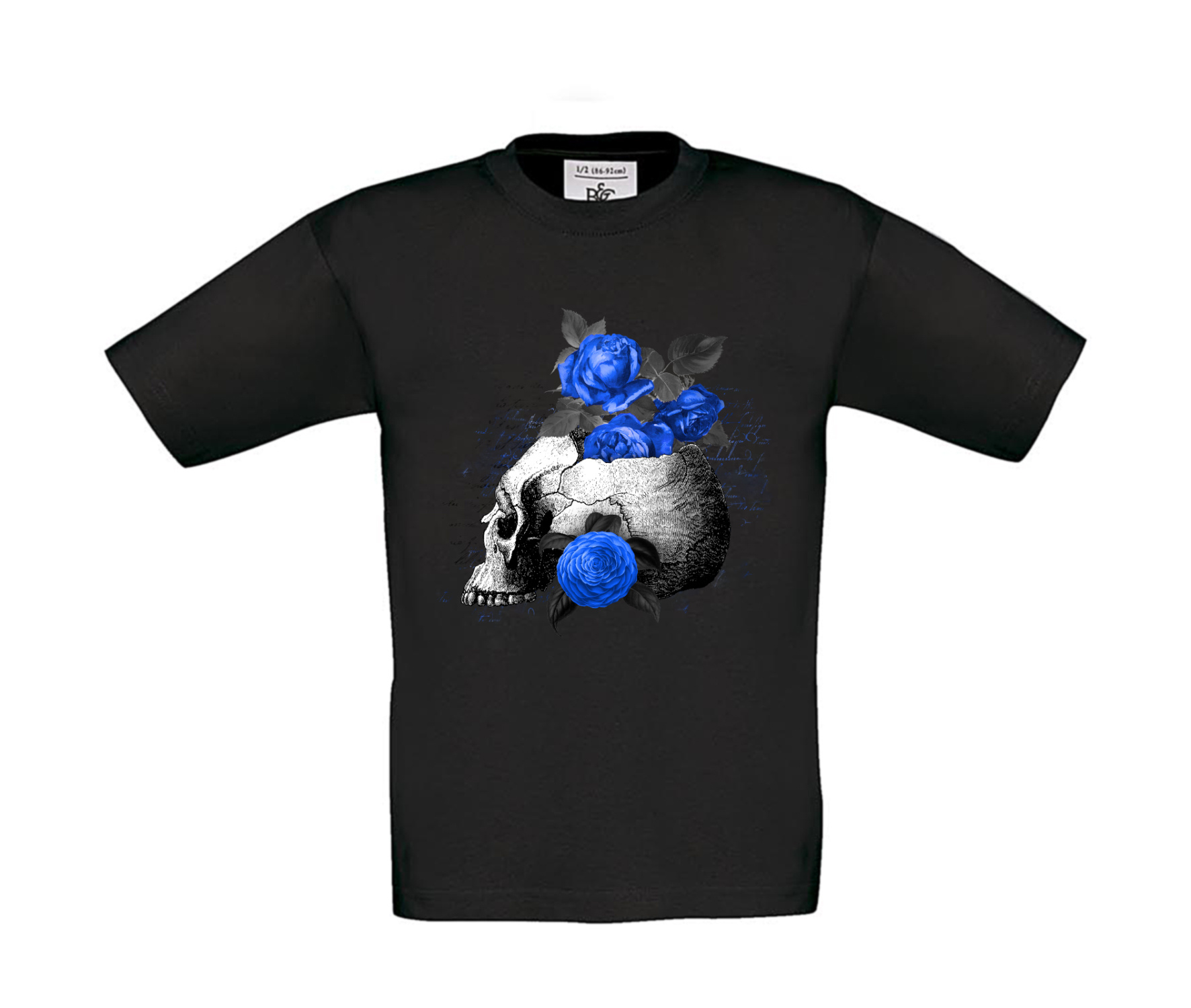 T-Shirt Kinder Totenkopf Royal Blumen 1
