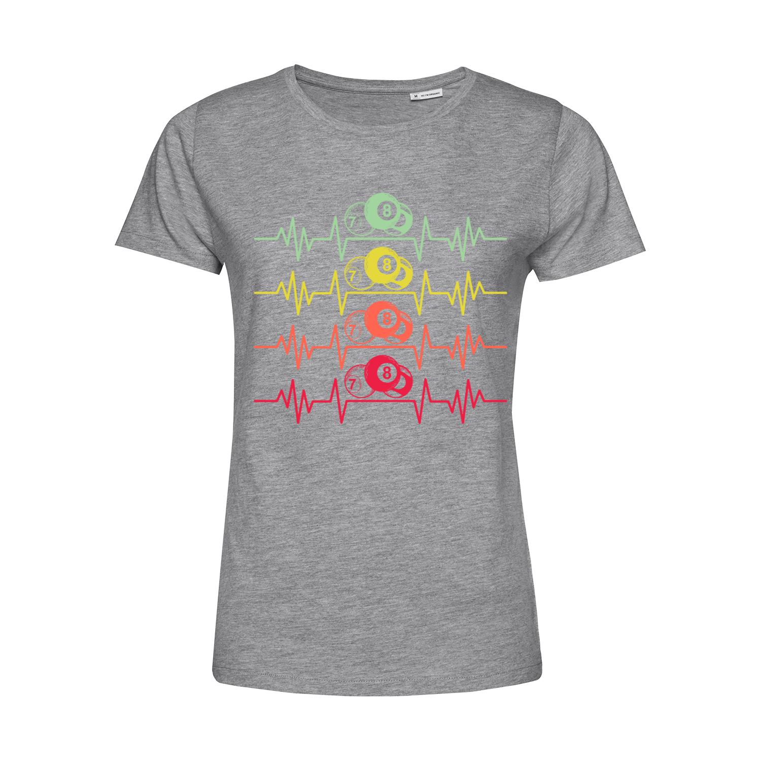 Nachhaltiges T-Shirt Damen Billard farbige Herzstromkurve