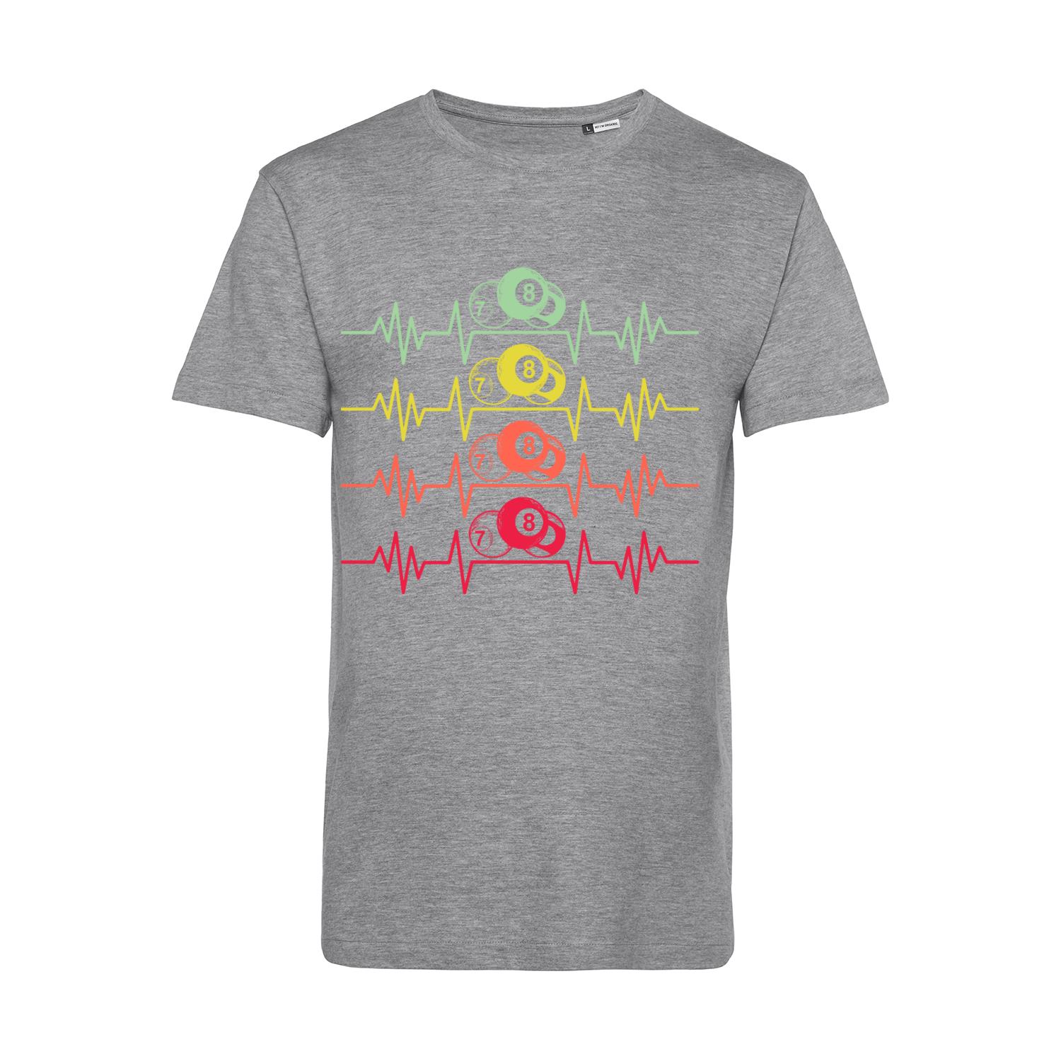 Nachhaltiges T-Shirt Herren Billard farbige Herzstromkurve