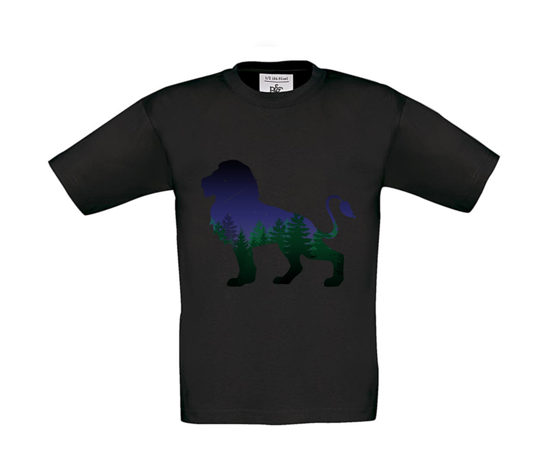 T-Shirt Kinder Stolzer Löwe Wald Collage