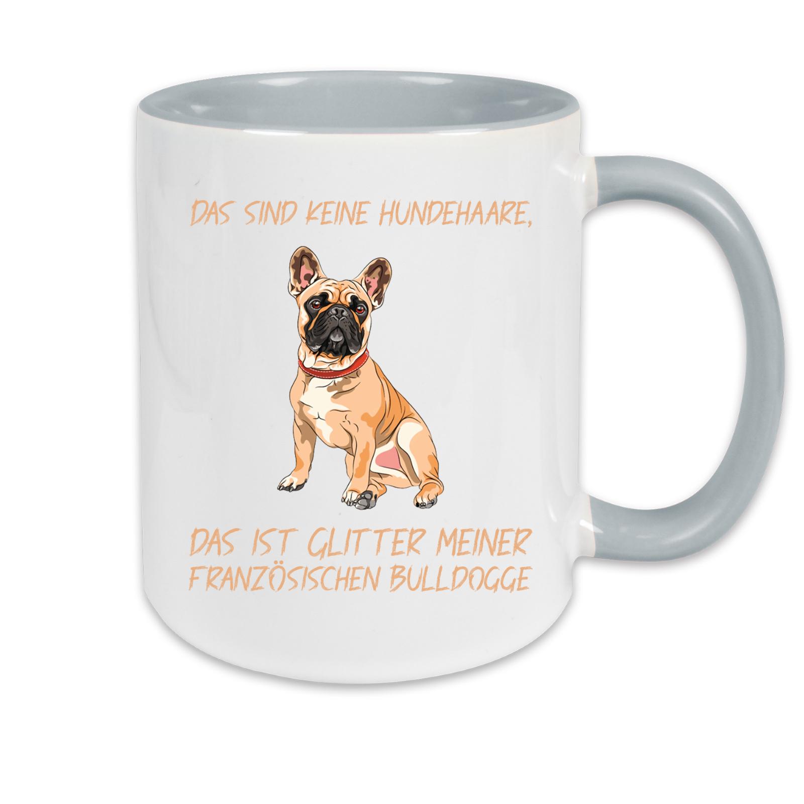 Tasse zweifarbig Hunde - Französische Bulldogge - keine Hundehaare - Glitter