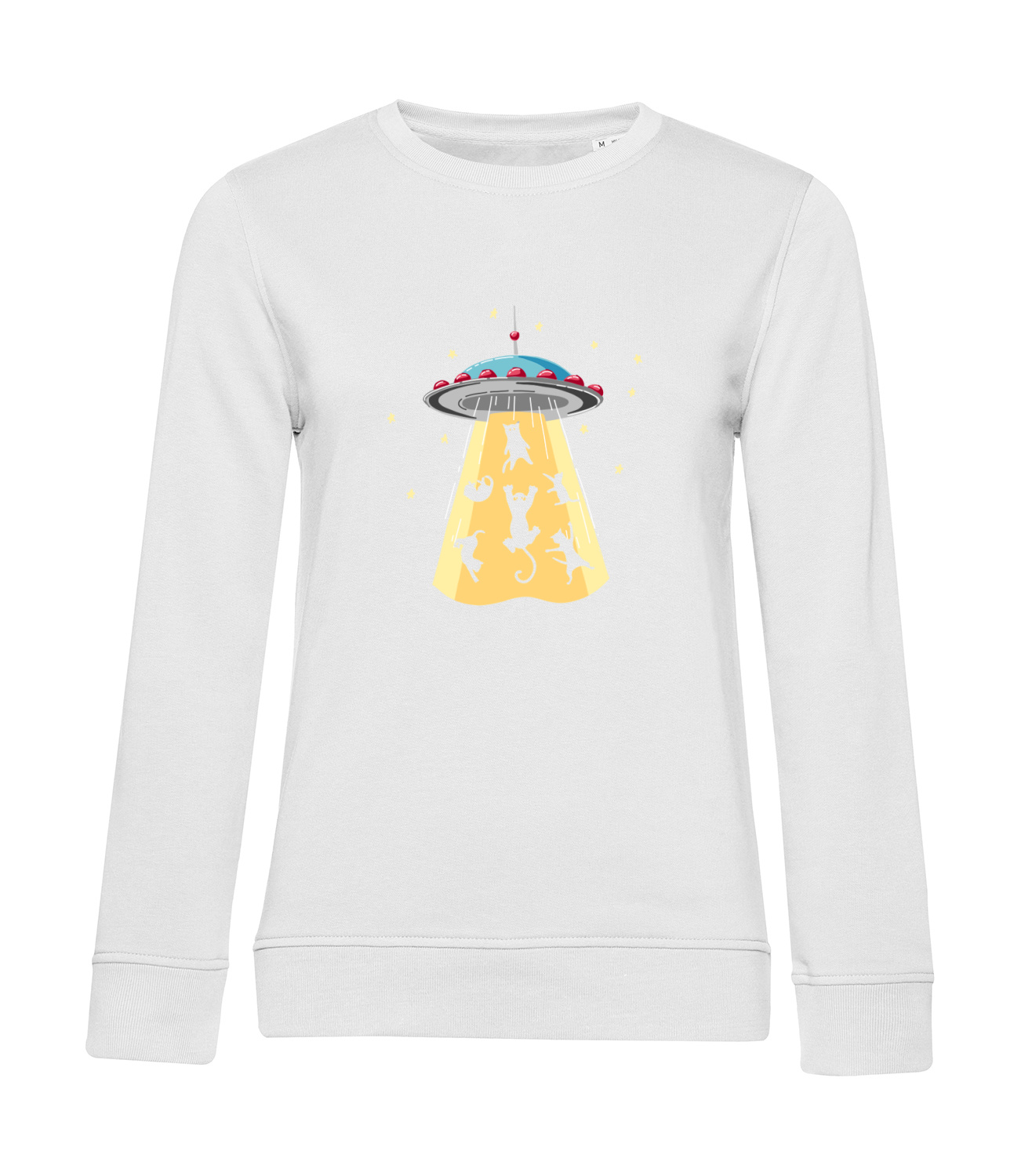 Nachhaltiges Sweatshirt Damen Katzen - Beam me up UFO