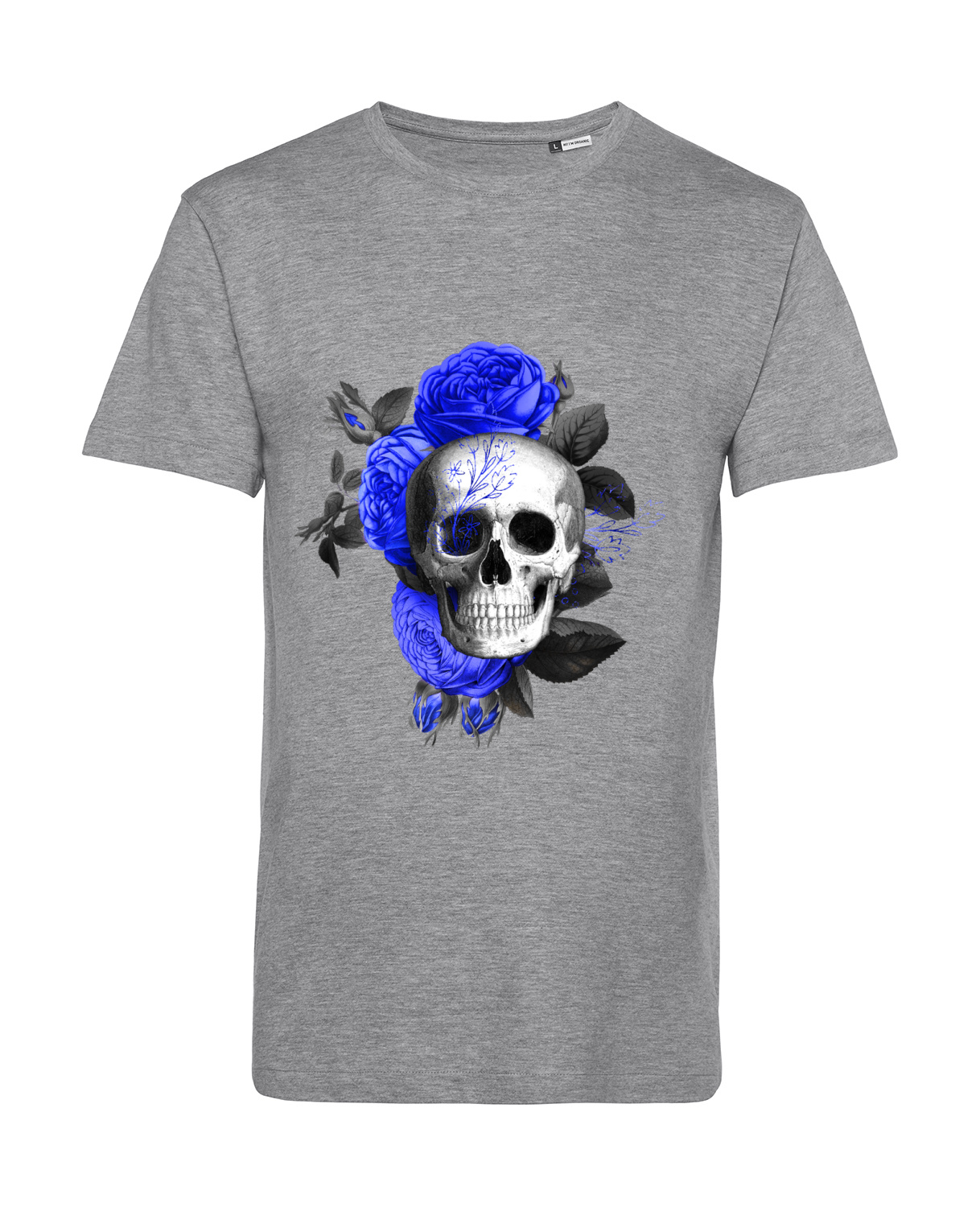 Nachhaltiges T-Shirt Herren Totenkopf Royal Blumen 3