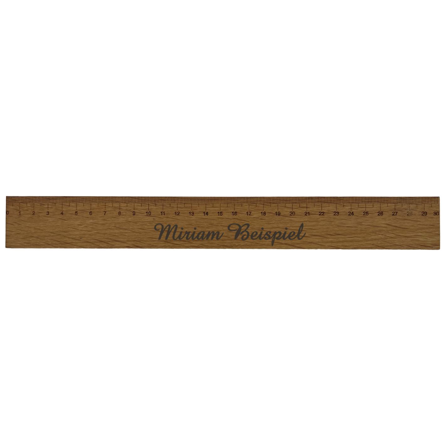 Holz-Lineal aus geölter Eiche 30 cm personalisierbar