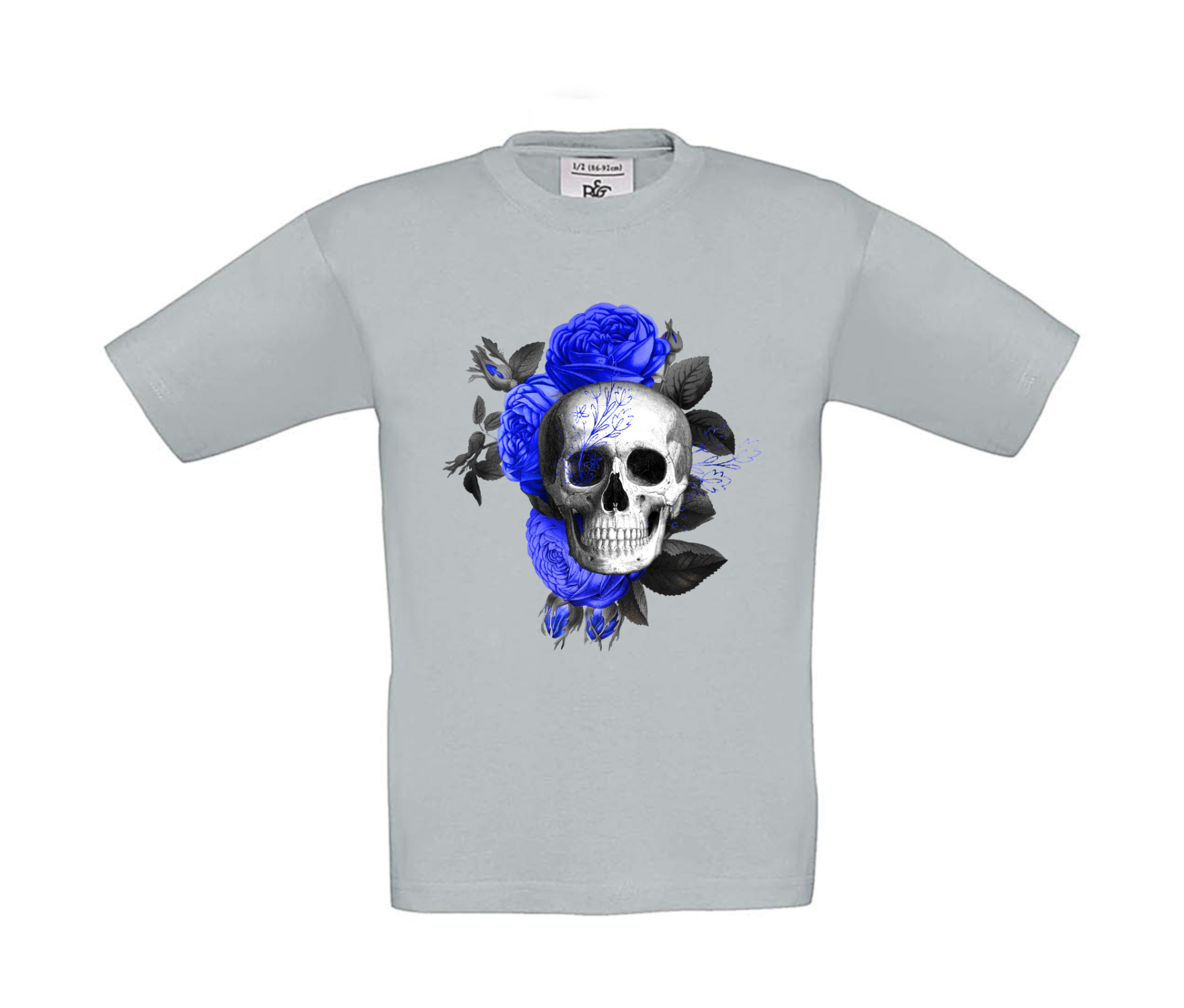 T-Shirt Kinder Totenkopf Royal Blumen 3