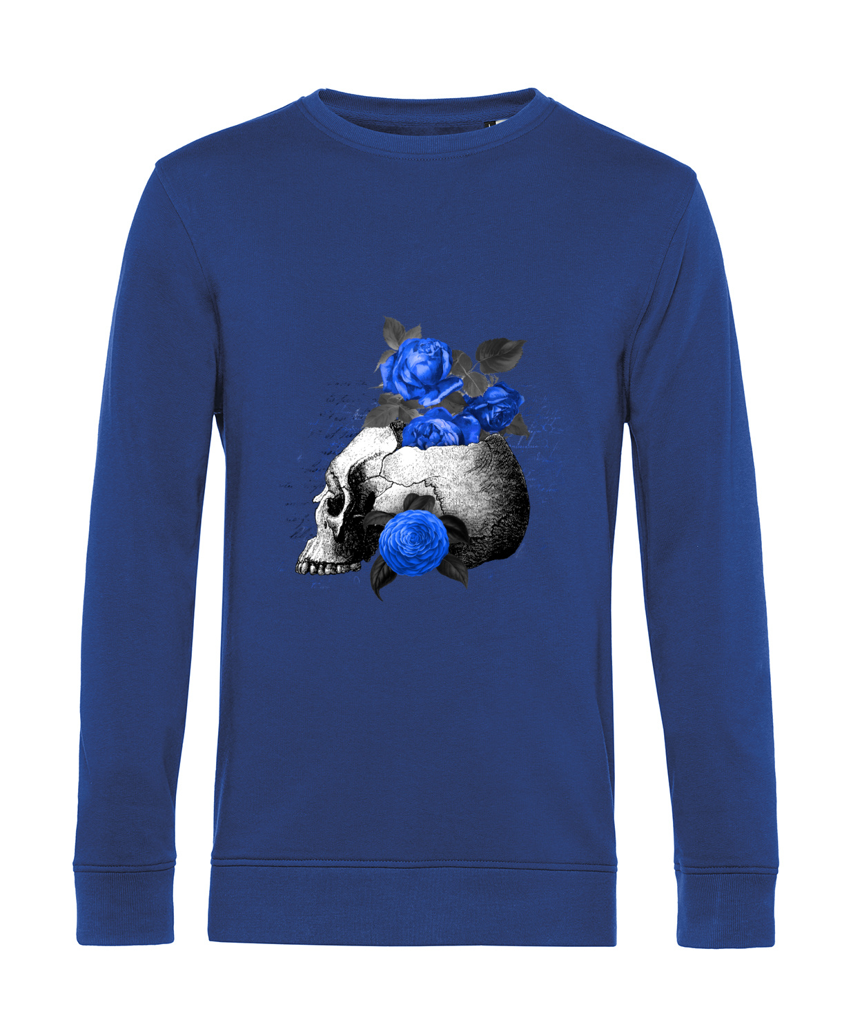 Nachhaltiges Sweatshirt Herren Totenkopf Royal Blumen 1