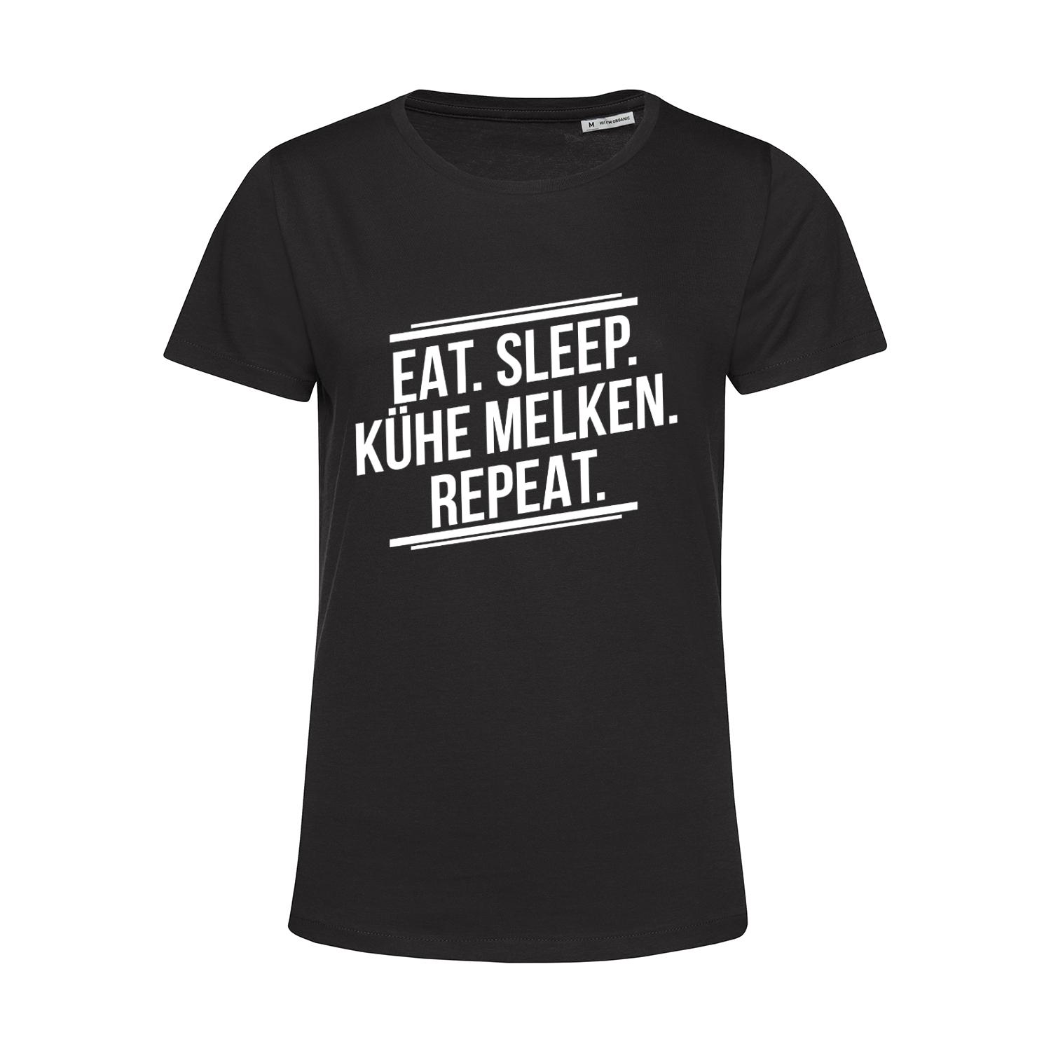 Nachhaltiges T-Shirt Damen Landwirt - Eat Sleep Kühe melken Repeat
