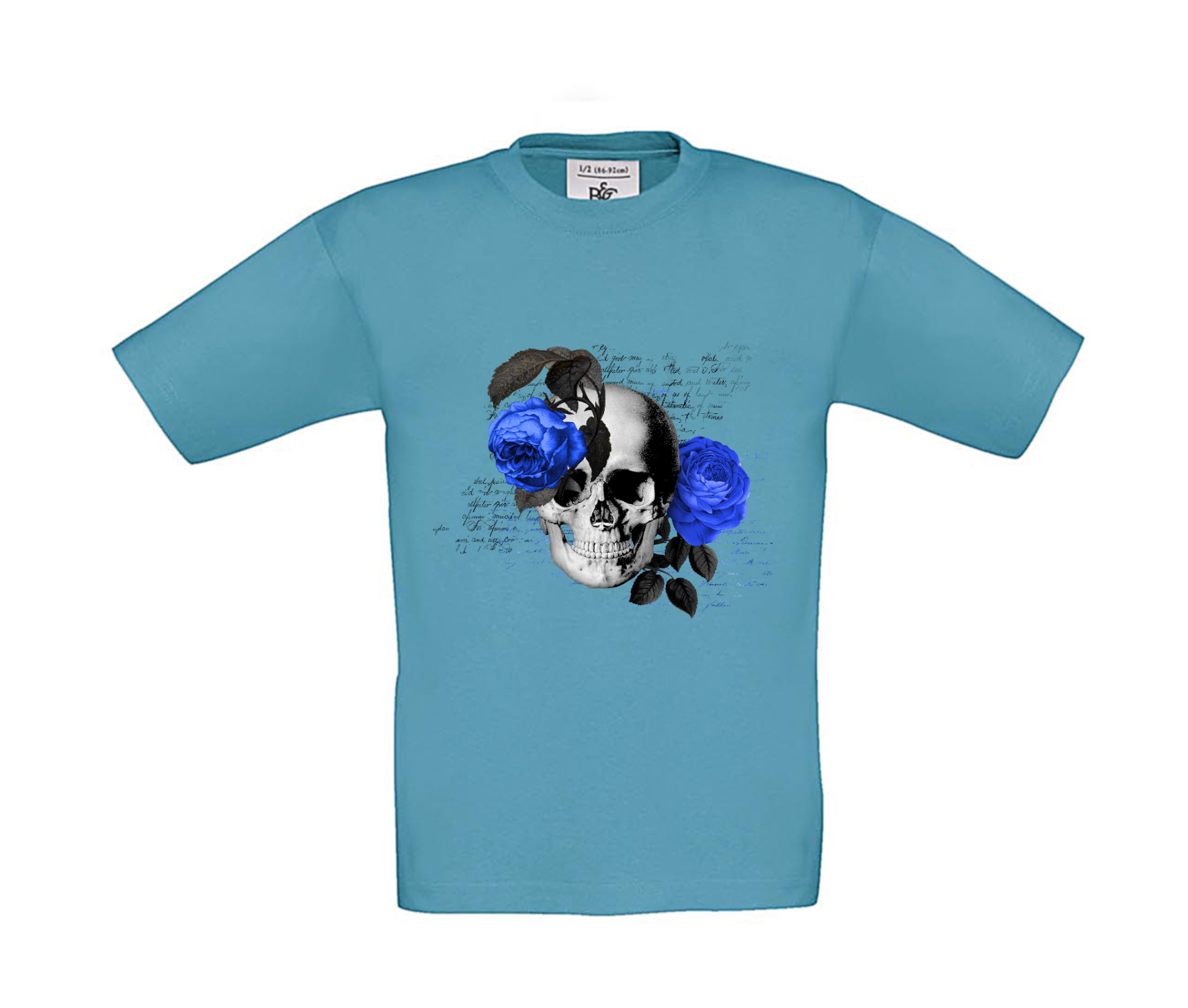 T-Shirt Kinder Totenkopf Royal Blumen 2
