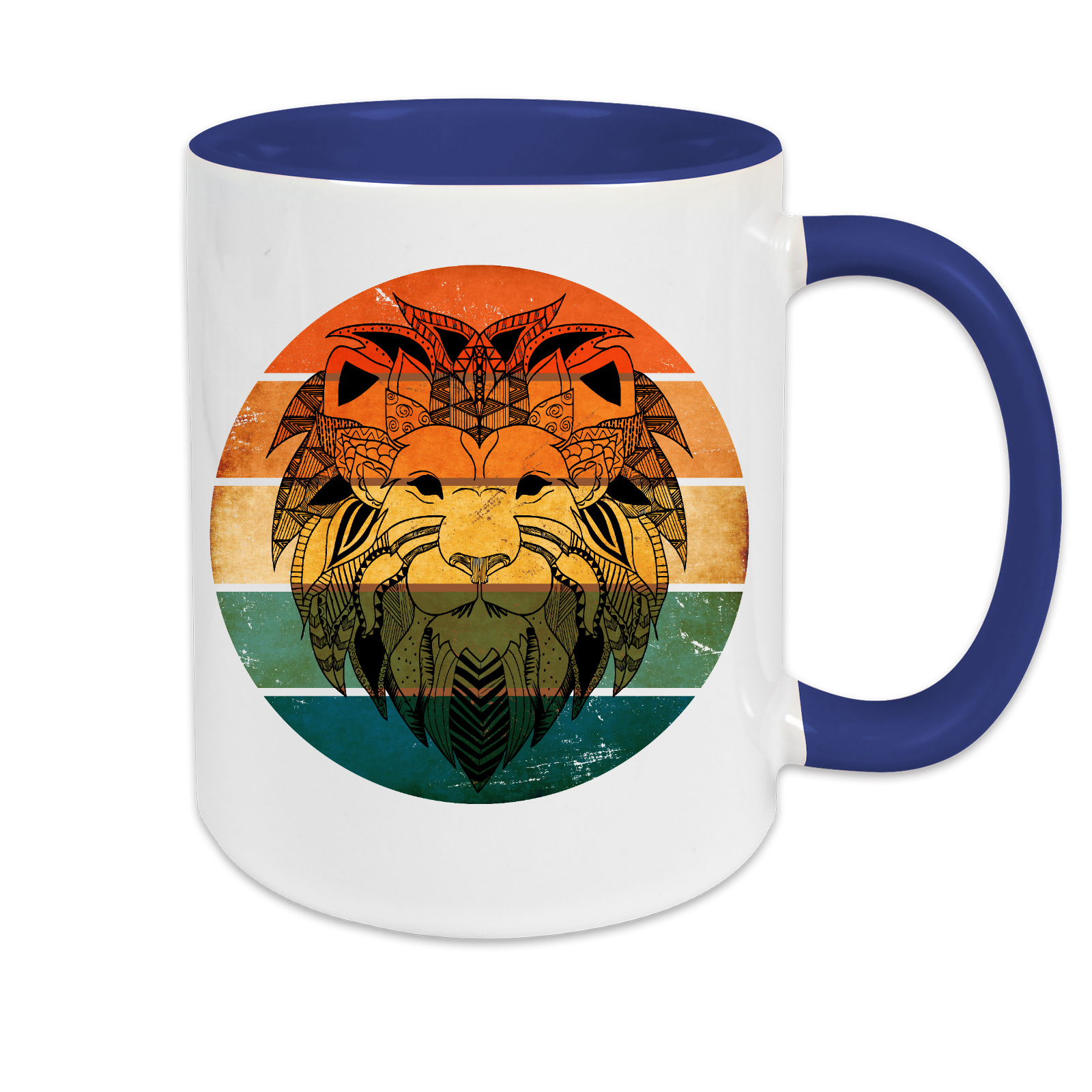 Tasse zweifarbig Löwengesicht