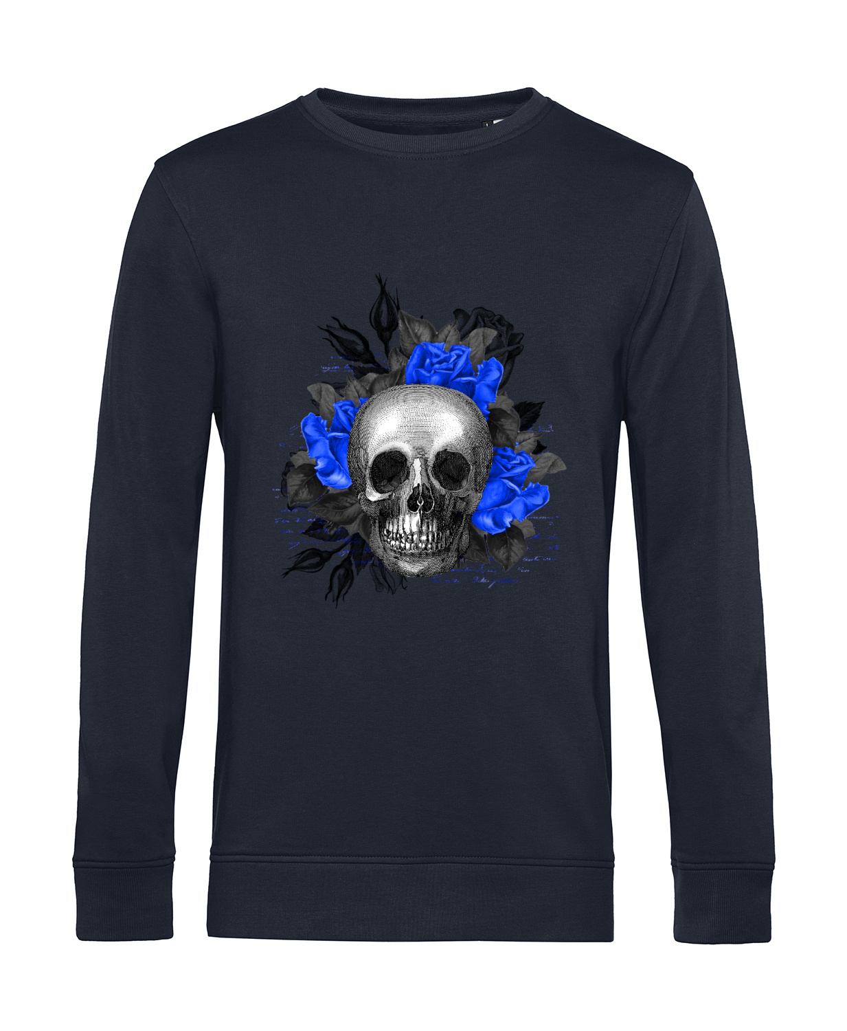 Nachhaltiges Sweatshirt Herren Totenkopf Royal Blumen 4