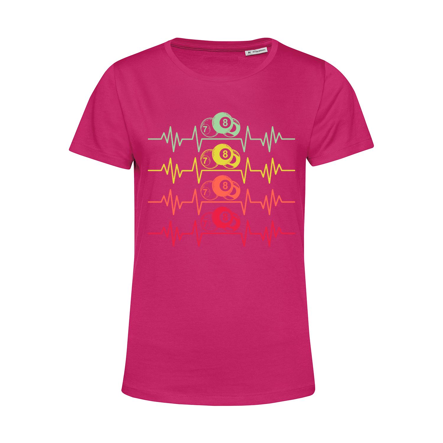 Nachhaltiges T-Shirt Damen Billard farbige Herzstromkurve