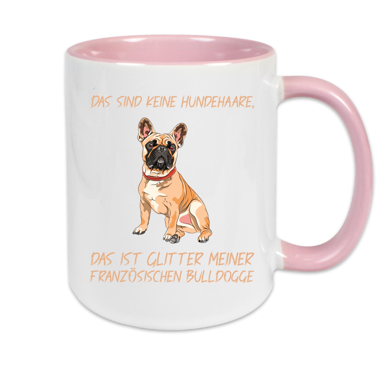 Tasse zweifarbig Hunde - Französische Bulldogge - keine Hundehaare - Glitter