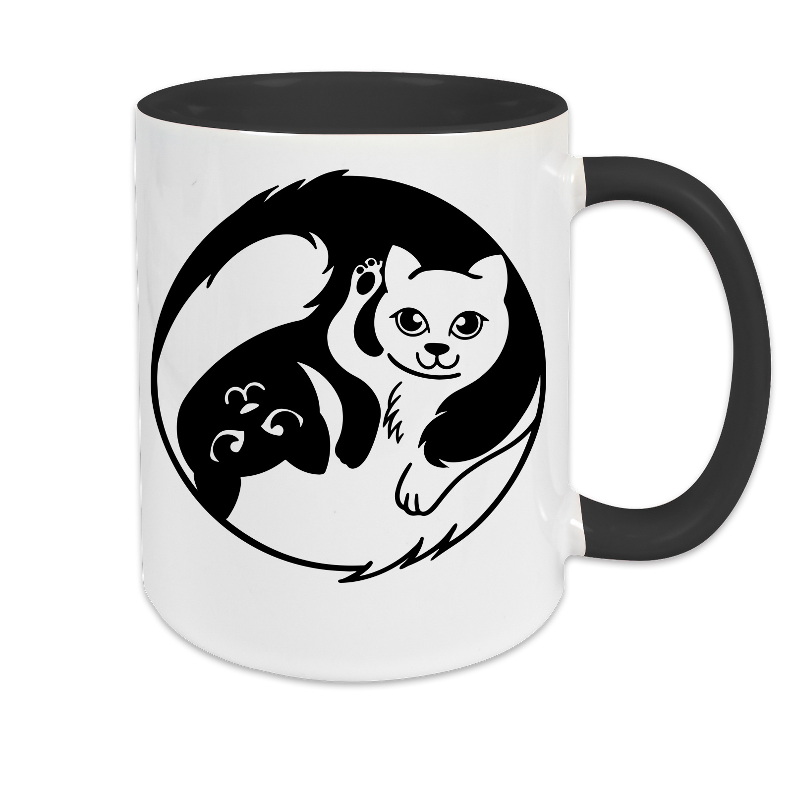 Tasse zweifarbig Yin Yang Katze