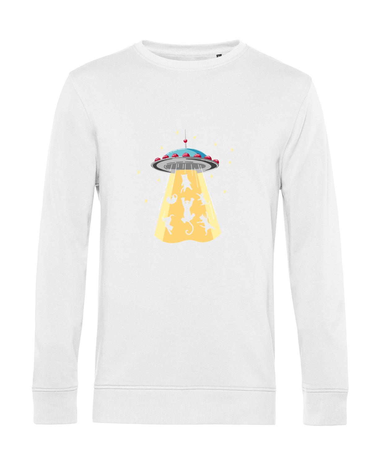 Nachhaltiges Sweatshirt Herren Katzen - Beam me up UFO
