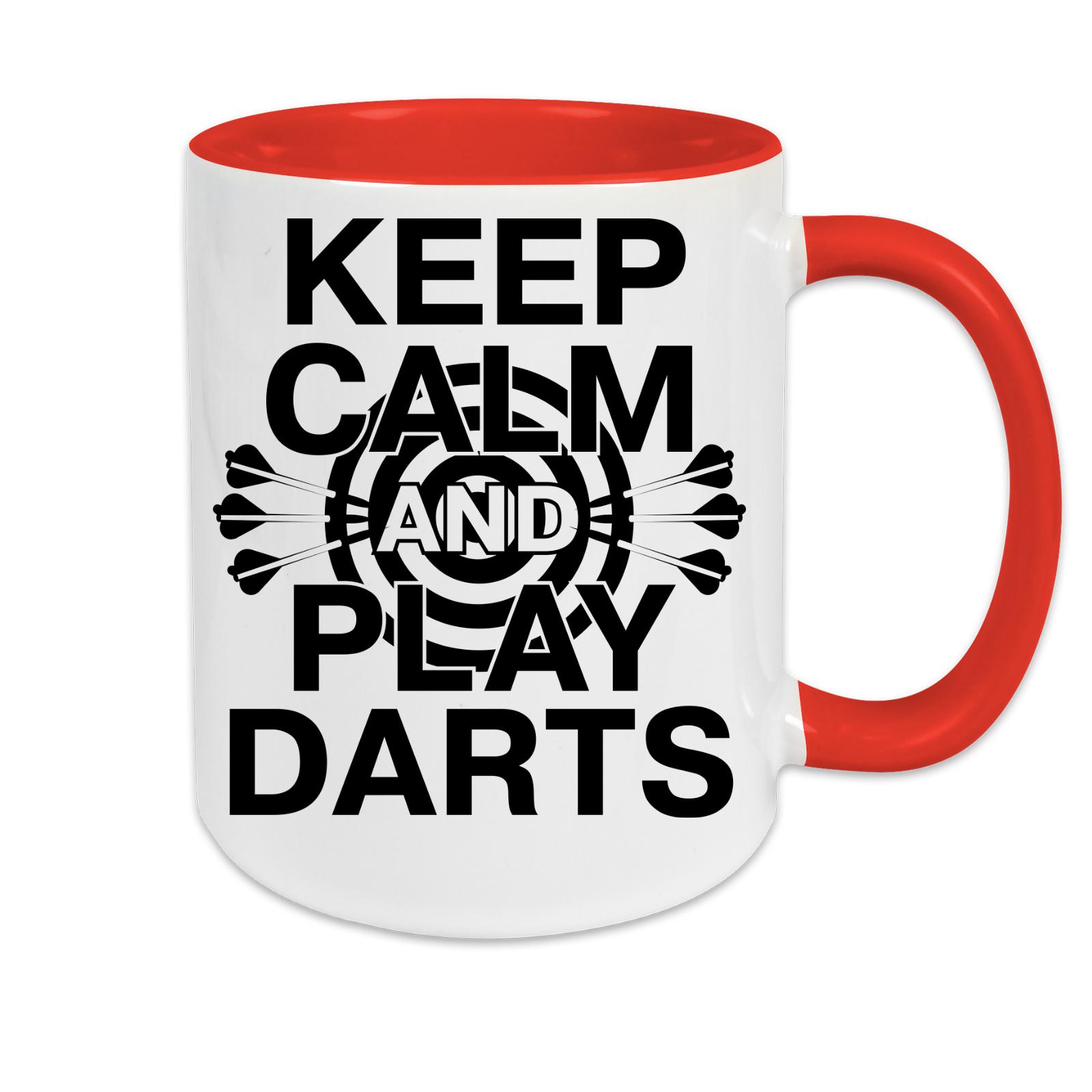 Tasse zweifarbig Keep calm and play Darts