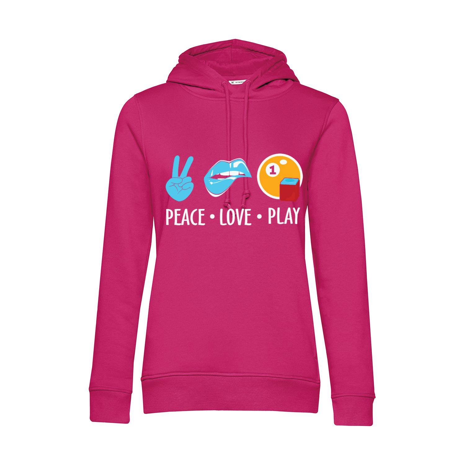 Nachhaltiger Hoodie Damen Billard Peace Love Play