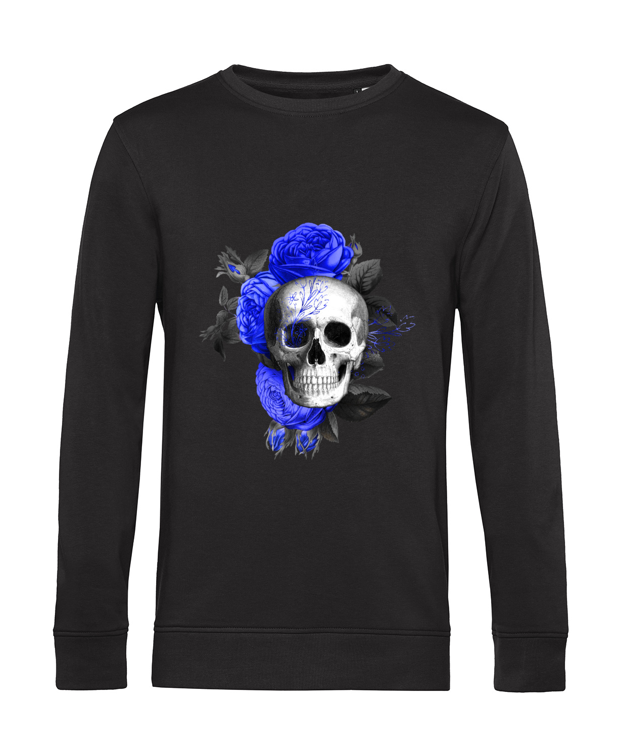 Nachhaltiges Sweatshirt Herren Totenkopf Royal Blumen 3